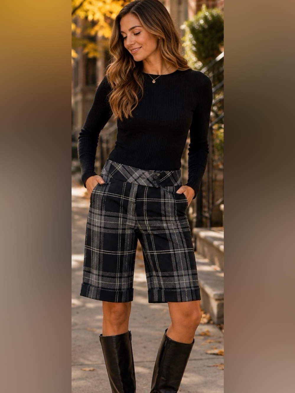 Le Château Plaid Bermuda Shorts Made in Canada Size 7/8